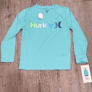 Hurley UPF 50+ Long Sleeve Rash Guard Swim Top (Aurora Green Heather Size 4